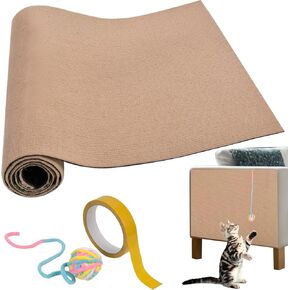 Cat Scratching Mat - 79"x16" Trimmable Cat Scratching Carpet Mat, Large Self-Adhesive DIY Cat Scratch Mat Roll, Cat Tree Shelves Replacement Mat Pad, Couch Furniture Protector, Toy Ball&Strong Tape