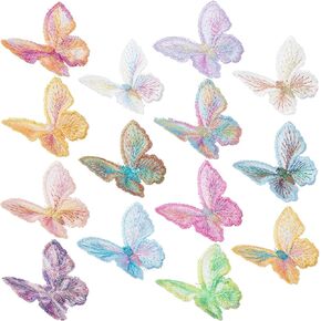 HINZIC 18pcs 9 Colors Butterfly Applique Decorative Sew On Patches Double Layer Organza Lace Embroidered for Sewing Craft DIY Wedding Bride Dress Clothes Jeans Hat Backpacks Pants Curtain Ornaments