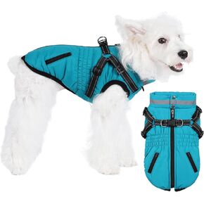 Norbi Dog Coats with Harness, Warm Dog Coat Reflective, Winter Dog Coats for Small Dogs, Adjustable Dog Jacket Vest Dog Cold Weather Coats for Small Medium Dogs