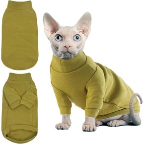 Cat Sweater for Hairless Cat Shirts Sphynx Cat Clothes Kitten Sweater Autumn Winter Cat Jacket with Two Legs Warm Shirt for Cat Pajamas for Cats Soft Stretchy Pullover Cat Costumes for Cats