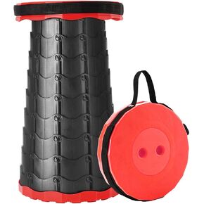 Doseno Upgraded Foldable Stool with Load Capacity 550lbs,Portable Collapsible Stool Retractable Stool for Fishing,Hiking Tours,BBQ,Parties,Outdoor Activities(Red)