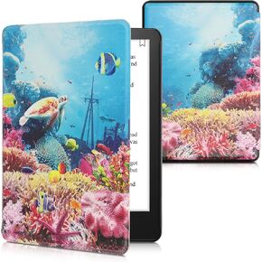 kwmobile Case Compatible with Amazon Kindle Paperwhite 11 Generation 2021 Case - PU Cover for Kindle Paperwhite Case w/Magnet - Underwater Multicolor