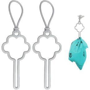 Dog Poop Bag Holder for Dog Walkers, 2PCS Pet Waste Bag Carrier Set, Multi-purpose Waste Bag Hanger Clip for Baby Diapers or Food Waste (Light Grey)