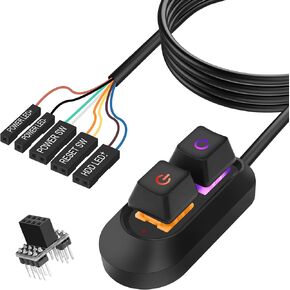 MEIRIYFA Desktop Computer Power Switch Power Supply Cable, External PC Power Button Extension Cable with ON Off Reset Switch for Computer Motherboard (2M, Black)