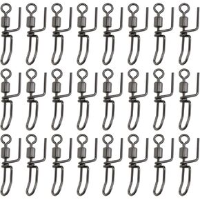 50Pcs Stainless Steel Cascade Swivels for Sea Fishing Rigs Loop Rigs Long Distance Casting Rigs Cascade Match Swivels Snaps Connector Clips Fishing Supplies