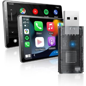 Mini Wireless Carplay Adapter & Android Auto Wireless Adapter, 2 in 1 CarPlay Wireless Adapter Dongle Converts Wired to Wireless for Factory Wired CarPlay/Android Auto Cars from 2016