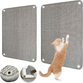 2Pcs Cat Scratching Mat,Natural Sisal Cat Scratch Pad 23.6 X 15.7Inch sisal mat ,Cat Scratching Pad Rug Protect Couch Carpet Furniture tape&hook