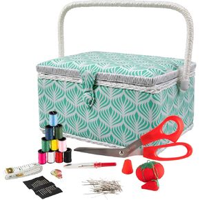 SINGER 07230 Sewing Basket with Sewing Kit, Needles, Thread, Pins, Scissors, and Notions, Florence,
