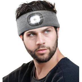 CENSGO Headband with The Light, Cool Gadgets Gifts for Sports, Lighted Sweatband- 3 Brightness Settings,Christmas Stocking for Men Women, Sweatband for Running, Hiking (Black)