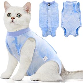 SAWMONG Cat Surgery Recovery Suit,Breathable Cat Onesie After Surgery Spay Surgical,E-Collar Alternative Non-Lick Pet Body Suit Purple L