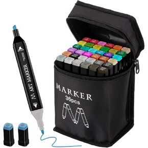 Alcohol Markers Set 60 Colors, Dual Tips Alcohol-Based Art Markers with Case and Base for Children Adults Coloring, Sketching, Drawing, Chisel & Fine Tips