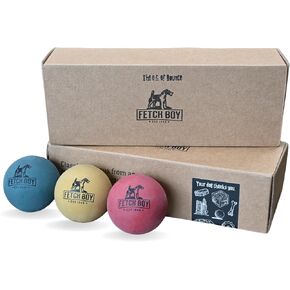 Fetch Boy The O.G. of Bounce Solid Sponge Rubber Dog Ball Toy, Made in USA, High Bounce, 2.5 inches, Small to Medium Breeds, Fetching Breeds, 3 Pack, Eco-Friendly Gift Box