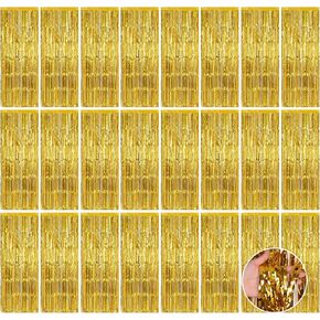 24 Pack Silver Metallic Foil Fringe Curtains, 3.2ft x 8.2ft Foil Fringe Curtain Backdrop Foil Fringe Streamers Party Supplies Tinsel Curtain Backdrop for Parties/Birthday/Halloween/Photo Booth