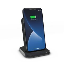 Zens Qi Certified Stand Aluminium Wireless Charger Black (Fast Charging with up to 10 Watts, Additional USB-A Port, 18W USB-C Power Adapter Included, Compatible with All Qi-Enabled Phones)