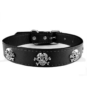 New Skull Dog Collar Skeleton Cat Collar Skull Design Pet Collar for Dogs and Cat Black Large Fits for Neck Girth from 13.5" to 17.5"