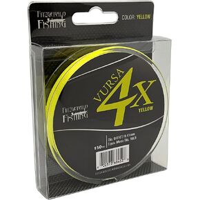 Fitzgerald Vursa 4X Braided Fishing Line - The 4 Strand, Longer Casting, Fade Resistant Freshwater and Saltwater Fishing Line - Available in Green and Yellow, 150/300/1500 Yd, 10-120 Lb