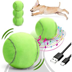 Interactive Dog Toys, Tennis Balls for Dogs with Pop Songs and Recording Mode, Rechargeable Active Self Moving Ball for Small/Medium/Large Puppy Dogs to Keep Them Busy, Dog Toys for Boredom Exercise