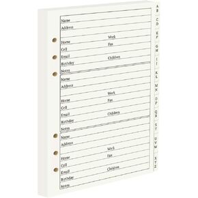 suituts Refillable Address Book with Alphabetical Tabs, 600 Entry Spaces Large Print Contact Address/Phone Books, PU Leather Hardcover A5 6 Ring Address Book Binder for Senior Home Office