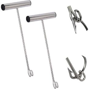 2 Pack Stainless Steel Fishing Hook Remover，Push/Pull Hook Remover，Dehooker Tool,Anti-Lost Saltwater Dehooker Tool Shark Hook Remover