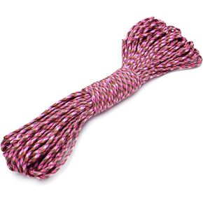 100ft Type III 7 Strand Core Paracord 550 Parachute (62# Pink+Red Camo)