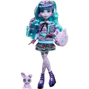 Monster High Doll, Twyla Creepover Party Set with Pet Bunny Dustin, Sleepover Clothes and Accessories