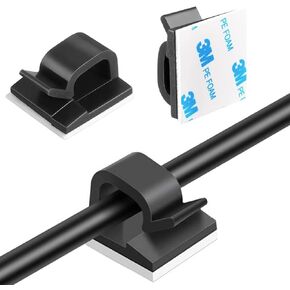5/8" Adhesive Cable Clips - 50 Pcs Wire Holder Organizer Cord Management for Car, Ethernet Cable,Wall,Office and Home-Black (41/64" x37/64-50PCS, Black)