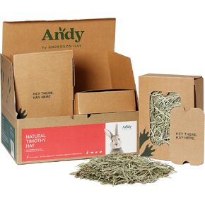 Andy 1st Cut Timothy Hay Andy-Pak Feeder Boxes, 6 Pack 1.5 Lb Boxes, Premium Rabbit Food Hay for Rabbits, Chinchillas, and Guinea Pigs