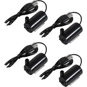 4pcs Micro Submersible Pump DC 3-5V USB Mini Water Pump for Aquariums Fish Tank Pond Fountain Hydroponics Garden (White)