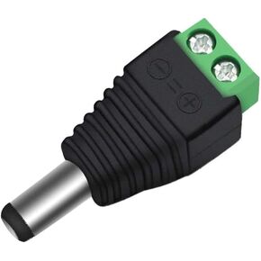 Male DC5.5mm Power Connector DC5.5mm x 2.1mm to 2 Screw Terminal DIY Converter Adapter 12V 24V for CCTV Cameras, Single Color LED Strips