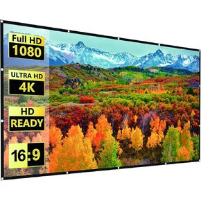 100 inches Projector Screen, 16:9 Anti-Crease Foldable Projector Screen for Home Theater, Washable Projection Screen for Outdoor in Kuwait