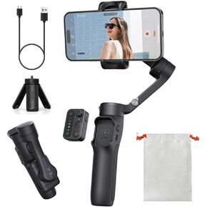 Hohem iSteady X3 SE مثبت انحراف للهاتف الذكي iPhone 16 15 Pro Max & Android مع جهاز تحكم عن بعد قابل للفصل، تصميم محمول قابل للطي لمدونات الفيديو أثناء السفر (أسود) in Kuwait