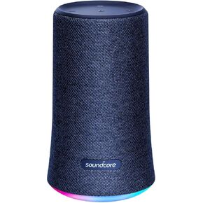 Bluetooth Speaker, Soundcore Flare Wireless Speaker by Anker, Portable Party Speaker with 360° Sound, Enhanced Bass, Ambient LED Light, IP67 Dustproof & Waterproof, and 12H Battery Life—Blue (Renewed)