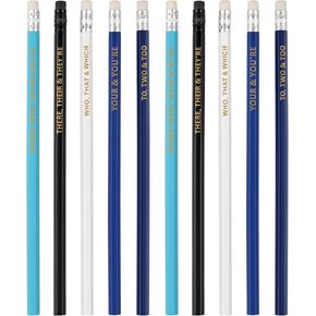 Tphox Set of 10 Grammar Pencils，HB Pencil，All black pencil refills/Literary Pencils/Educational Pencils/pencils for School/Office, Compliments
