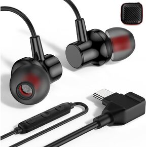 USBC Headphones USB C Wired Earbuds Noise Isolating DAC in Ear Earphones with Microphone Remote Right Angle Plug for Apple iPhone 16 Pro Max 15 iPad Samsung Galaxy S24 Google Pixel OnePlus Android