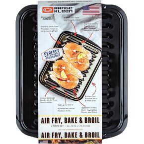 Range Kleen BP102X 2 Piece Heavy Duty Porcelain Air Fry, Bake and Broil Pan