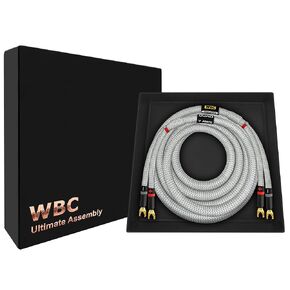 WORLDS BEST CABLES 12 Foot ULTIMATE - 7 AWG - Ultra-Pure OFC - Premium Audiophile HiFi Single Speaker Cable for Center Channel with Eminence Spade Plugs & Silver Tweed Jacket