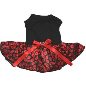 Petitebella Mother's Day Theme Puppy Dog Dress (Large, Red Black Rose)