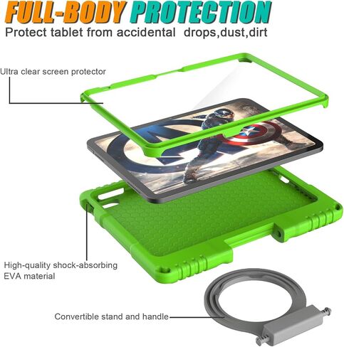 Lainergie Kids Case for iPad 10th Generation 10.9-inch (2022) & iPad Air 11-inch M2 (2024) & iPad Pro 11-inch M4 (2024), Lightweight Shockproof Case Built-in Screen Protector with Handle Stand,Blue in Kuwait