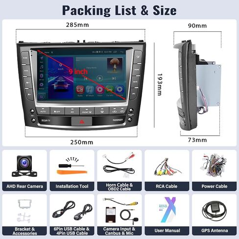 راديو سيارة SIXWIN 2G+64G Android لسيارة Lexus IS250 IS300 IS350 2006-2012 شاشة لمس 9 بوصة مع CarPlay Android Auto Mirror Link بلوتوث نظام تحديد المواقع والملاحة WiFi FM SWC كاميرا احتياطية MIC in Saudi Arabia