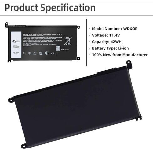 بطارية كمبيوتر محمول D2VF9 لسلسلة Dell Inspiron 15 7547 7548 Vostro 14 5459 14-5459D-1308S 14-5459D-1328S 14-5459D-1408S 14-5459D-1528G/1528S، PXR51 YGR2V 4P8PH G05H0 43 واط ساعة in Saudi Arabia