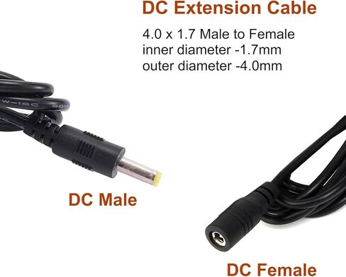 PUDXLRE LIVISN 1.5M 4.0mm x 1.7mm Female to 4.0mm x 1.7mm Male Plug Extension Cable DC Power Adapter Cable in Kuwait