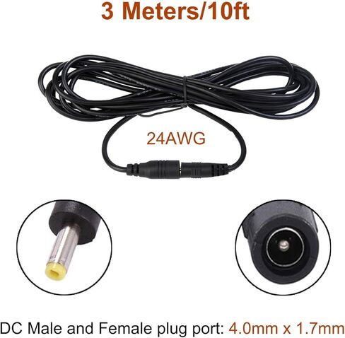PUDXLRE LIVISN 1.5M 4.0mm x 1.7mm Female to 4.0mm x 1.7mm Male Plug Extension Cable DC Power Adapter Cable in Kuwait