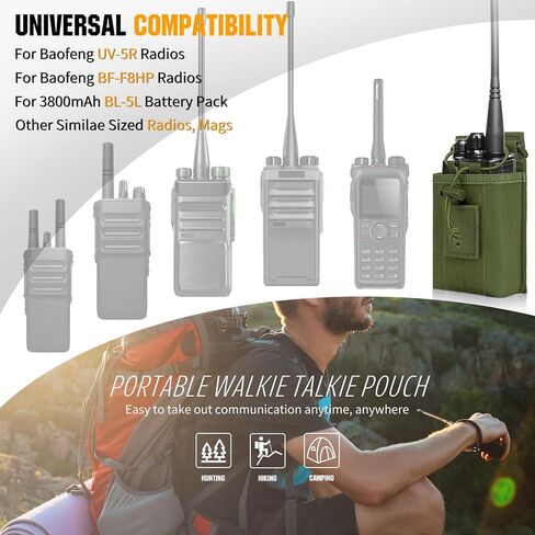 bvya Radio Case/Radio Holder Molle Tactical Radio Holster Adjustable Interphone Storage Bag Outdoor Sports Radio Pouch for Two Ways Walkie-Talkie in Kuwait