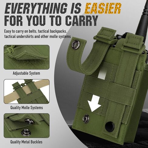 bvya Radio Case/Radio Holder Molle Tactical Radio Holster Adjustable Interphone Storage Bag Outdoor Sports Radio Pouch for Two Ways Walkie-Talkie in Kuwait