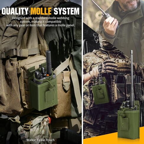 bvya Radio Case/Radio Holder Molle Tactical Radio Holster Adjustable Interphone Storage Bag Outdoor Sports Radio Pouch for Two Ways Walkie-Talkie in Kuwait
