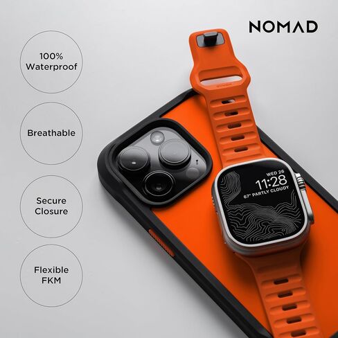 سوار نوماد الرياضي - 45 ملم | سوار ساعة Ash Green Apple Ultra 2، مصمم ليمنح ساعة Apple الخاصة بك مظهرًا عصريًا ورياضيًا للتمرينات المكثفة والارتداء اليومي، متوافق مع Ultra & Ultra 2، السلسلة 9، 8، 7، 6، SE، وجميع الإصدارات السابقة in Kuwait