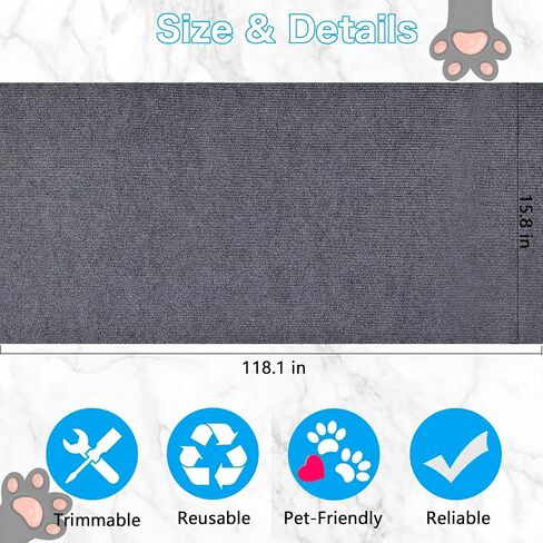 Cat Scratching Mat - 79"x16" Trimmable Cat Scratching Carpet Mat, Large Self-Adhesive DIY Cat Scratch Mat Roll, Cat Tree Shelves Replacement Mat Pad, Couch Furniture Protector, Toy Ball&Strong Tape in Saudi Arabia