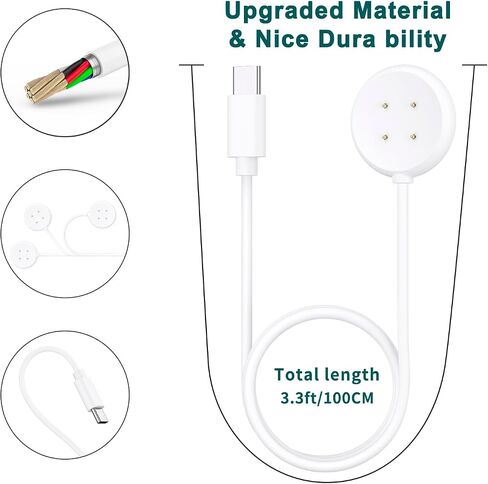 Meliya USB-C + USB-A Charger Cable for Google Pixel Watch 3/Pixel Watch 2 Charger, 3.3ft 100cm Smartwatch Accessories for Fitbit Ace LTE in Saudi Arabia