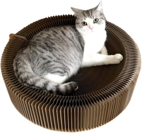 Alfie Pet - Yael Cat Scratcher Cardboard, Collapsible Cat Scratcher Lounge Bed with High Density Recycled Corrugated Kitty Scratching Pad Cats Turbo Toys in Kuwait