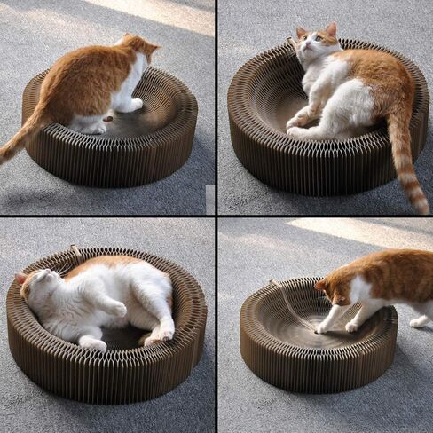 Alfie Pet - Yael Cat Scratcher Cardboard, Collapsible Cat Scratcher Lounge Bed with High Density Recycled Corrugated Kitty Scratching Pad Cats Turbo Toys in Kuwait